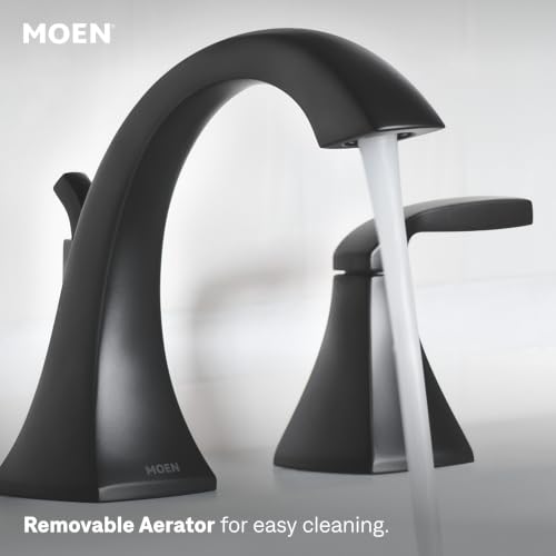 Moen Voss Matte Black Two-Handle Widespread Bathroom Faucet Trim Kit, Valve Included, TV6905BL - color: Matte Black