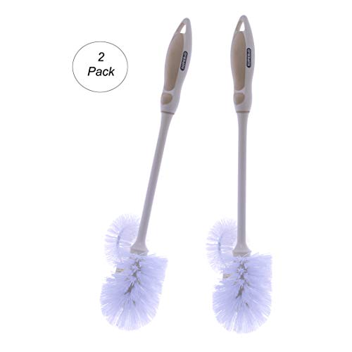 Toilet Bowl Brushes with Lip Beige, Multi Pack Toilet Brush Scrub Under Rim, Bathroom Cleaner Scrubber, Heavy Duty Bristles Scrub Brush (2) - size: 2 Pack