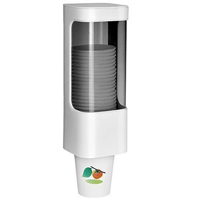 Cup Dispenser Wall Mounted Bathroom Cup Holder, 3oz-5oz Disposable Paper Cup Plastic Cup Dispenser, Water Cooler Dispenser Cup Holder with Paste Plate for Home Office Hospital Gym - color: White