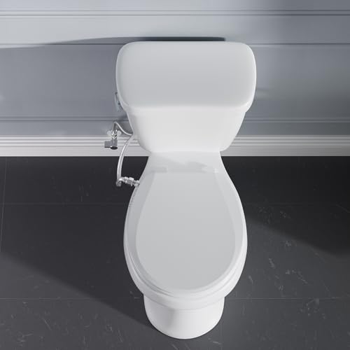 Clirass Bidet Toilet Seat, Soft Close Round Toilet Seat, Button control Feminine/Posterior Wash Switch, Knob Control Water Pressure,White Bidet Seat Attachment with Brass inlet - color: White, size: Round