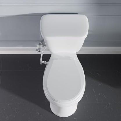 Clirass Bidet Toilet Seat, Soft Close Round Toilet Seat, Button control Feminine/Posterior Wash Switch, Knob Control Water Pressure,White Bidet Seat Attachment with Brass inlet - color: White, size: Round