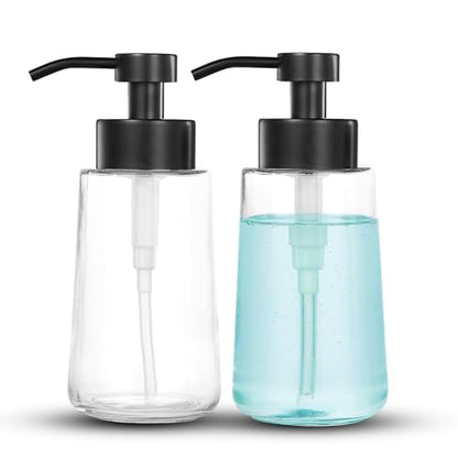 Glass Soap Dispenser 16oz Liquid Hand Soap Dispenser Matte Black | Large Capacity, Liquid Soap Pump(No foaming), with Rust Proof Pump Waterproof Labels, Hand Soap for Bathroom, Kitchen, 2 Sets - color: Matte Black