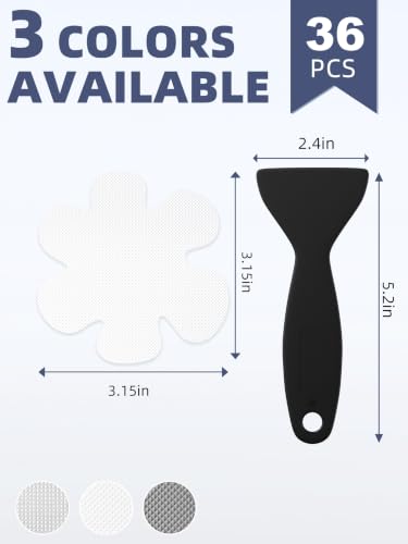 Secopad 36PCS Snowflake Non Slip Bathtub Stickers with Scraper, White | Original Large Anti-Slip Treads, Comfortable PEVA Material, Strong Adhesive, Easy to Use, For Bath Tubs, Showers & Stairs - color: White