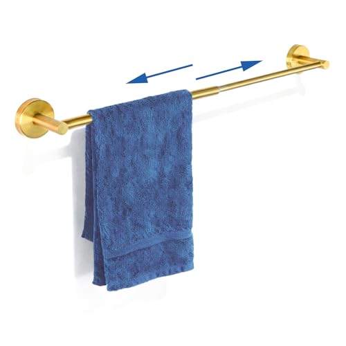 Adjustable Towel Bar, HOMOTEK Economical Bathroom Towel Holder Rod from 12 Inch to 22 Inch Single Towel Racks, Wall Mount Towel Rail, Towel Hanger Hook for Kitchen(1 Pack Gold) - color: Gold, size: 1 Pack