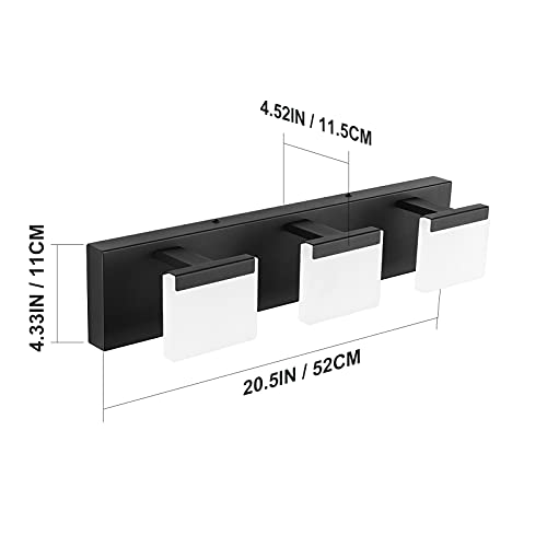 Ralbay LED Modern Black Vanity Light 3 Light Acrylic Matte Black Bathroom Vanity Wall Light Modern Black Bathroom Vanity Lighting Fixtures - color: Black, size: 3-Light