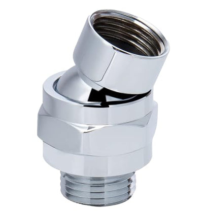 Shower Head Swivel Ball Adapter: Adjustable Pivot Ball to Adjust Showerhead Angle, Solid Brass Shower Arm Connector Extension Component (Silver) - color: Silver