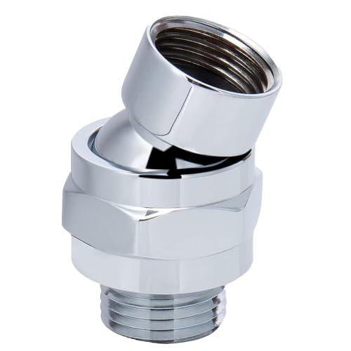 Shower Head Swivel Ball Adapter: Adjustable Pivot Ball to Adjust Showerhead Angle, Solid Brass Shower Arm Connector Extension Component (Silver) - color: Silver