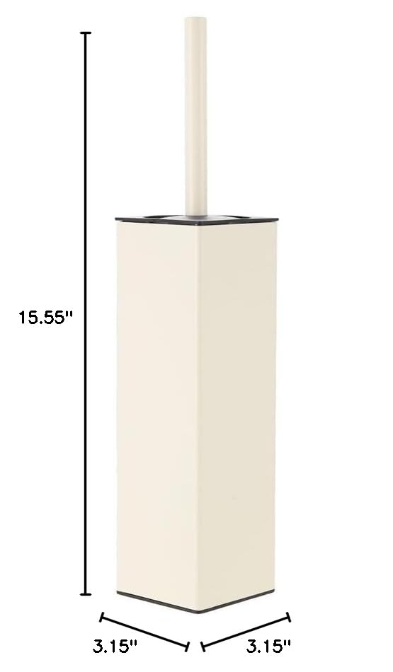 BGL Standing Toilet Brush and Holder Matte White Aluminium Toilet Bowl Cleaner Brush and Holder for Bathroom Storage and Organization, Square Design Sturdy and Space Saving - color: White