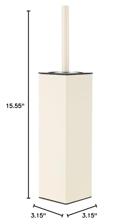 BGL Standing Toilet Brush and Holder Matte White Aluminium Toilet Bowl Cleaner Brush and Holder for Bathroom Storage and Organization, Square Design Sturdy and Space Saving - color: White