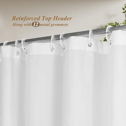 Sustainable Shower Curtain Liner Recycled Polyester Fabric White, 72x72 | Non Plastic, Washable, Bottom Magnets, Fabric Shower Liner for Bathroom - size: 72"W x 72"L (Pack of 1)