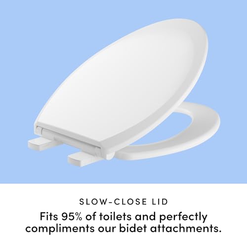 TUSHY Elongated Toilet Seat with Soft-Close, Fits All Bidet Attachments | Basic Install 6 Minutes, Quick-Release for Easy Cleaning, Non-Slip Pads