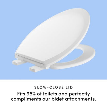 TUSHY Elongated Toilet Seat with Soft-Close, Fits All Bidet Attachments | Basic Install 6 Minutes, Quick-Release for Easy Cleaning, Non-Slip Pads