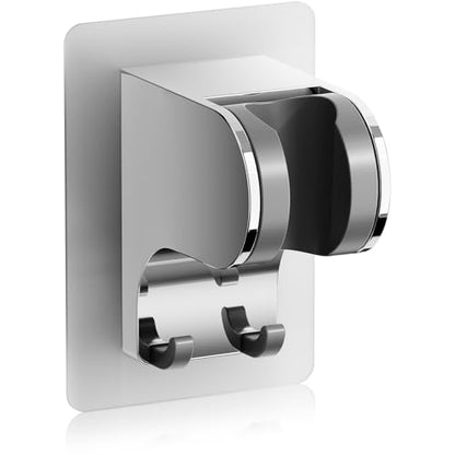 JONKEAN 3m Shower Head Holder Without Drilling Chrome 1 Pack | 2 Practical Hooks Design, Angle Adjustable Bracket, Fits G1/2 Shower Hose, Easy to Install No drilling Required - style: Chrome