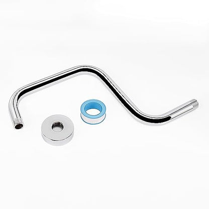 S Shaped Shower Arm, High Rise Shower Head Extension Pipe Standard 1/2" Connection with Flange, Awesome Shower Experience-Stainless Steel Bathroom Accessory(13 Inch Z-S Shape, Chrome Finish) - color: Chrome Finish, style: 13" Z Shape