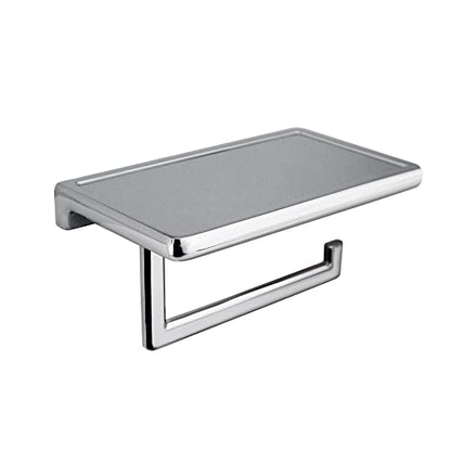 Toilet Paper Holder for Bathroom Solid ZINC Alloy Material and Superior Hotel Style Tissue Roll Holder with Cell Phone Storage Chrome D500091C - color: Chrome