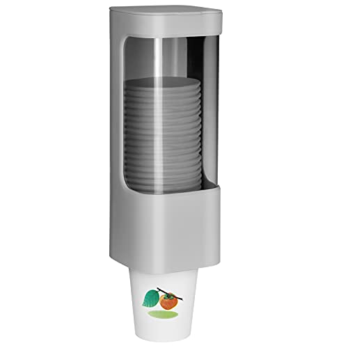 Cup Dispenser Wall Mounted Bathroom Cup Holder, 3oz-5oz Disposable Paper Cup Plastic Cup Dispenser, Water Cooler Dispenser Cup Holder with Paste Plate for Home Office Hospital Gym - color: Gray