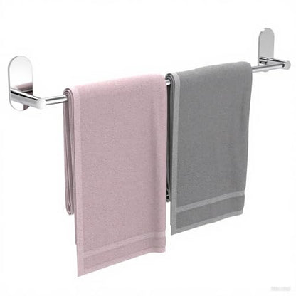 Self Adhesive Towel Bar for Bathroom 24ich Stainless Steel and Zinc Alloy No Drill Towel Rack Heavy Duty Hanger Stick On Hand Towel Holder for Kitchen, Cabinet, Door, Shower, Polished Chrome - color: Polished Chrome