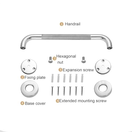 Stainless Steel Shower Grab Bar with Textured Grip Safety Handrail for Seniors and Disabled Support (60cm/24in) - size: 60cm/24in