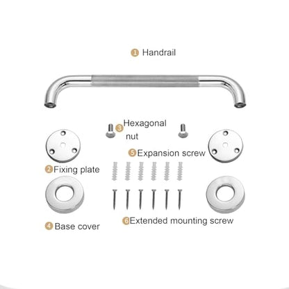 Stainless Steel Shower Grab Bar with Textured Grip Safety Handrail for Seniors and Disabled Support (60cm/24in) - size: 60cm/24in