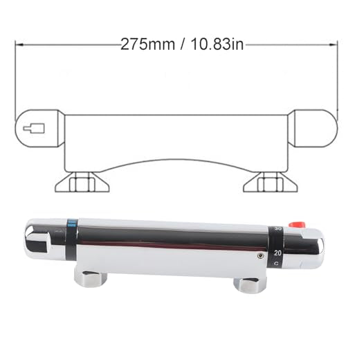 Garosa Thermostatic Faucet Wall Mounted Thermostatic Shower Valve Constant Temperature Hot Cold Water Mixer Valve for Bathroom RV Clawfoot Tub(Nozzle up)