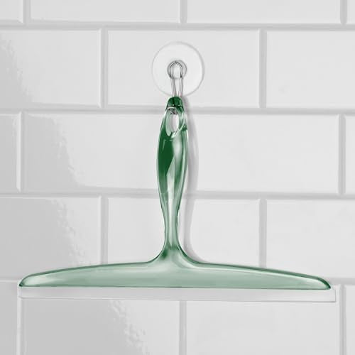 iDesign Bathroom Plastic Shower Squeegee, Clear/Green, Set of 2 | Wall Hook Included - color: Clear/Green, style: Pack of 2