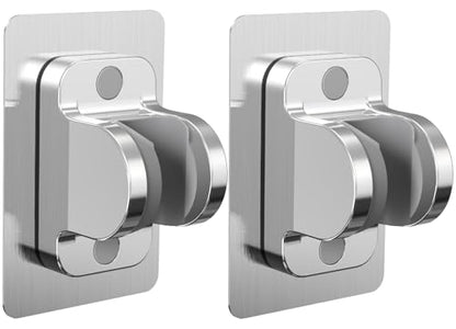 2-Pack MAYYAYA Shower Head Holder, Adhesive Wall Mount, Adjustable, Silver | Heavy Duty Wall Mounted Shower Head Shelf Bracket, ABS Stick-on Wall Bracket with Strong Adhesive for Handheld Shower Heads - color: Chrome
