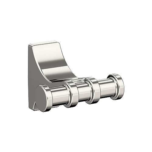 Amerock BH36050PN | Polished Nickel Double Robe Hook | 2-15/16 inch (75 mm) Length Towel Holder | Davenport | Towel Hook for Bathroom | Bathroom Hardware | Bath Accessories - color: Polished Nickel, size: Robe Hook