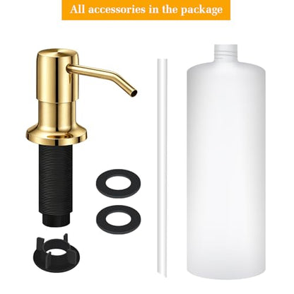 Soap Dispenser for Kitchen Sink, Built in Sink Soap Dispenser Lotion Dispenser with 17 OZ Bottle, Refill from The Top Bar Sink Soap Dispenser, Gold - color: Golden