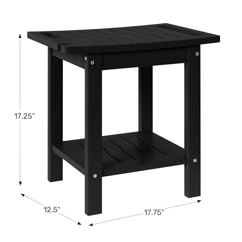 Sage HDPE Poly Plastic Waterproof Bathroom Shower Bench, Teak - color: Teak