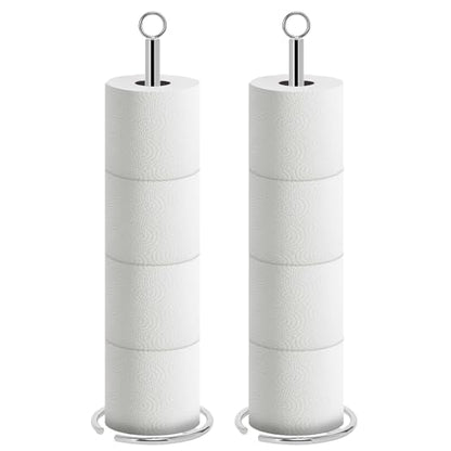 NearMoon Bath Toilet Paper Holder Stand, Freestanding Tissue Paper Storage with Reserve, Space Toilet 4 Rolls Holder for Bathroom/Kitchen Countertop-All Metal (2 Pack, Chrome Finish) - color: Chrome Finish