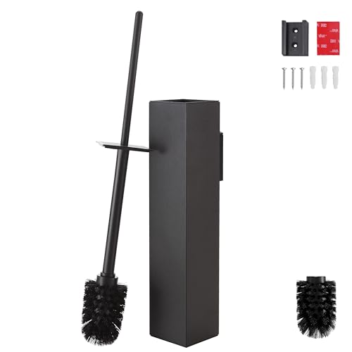 Matte BlackToilet Brush with Holder,Durable Cleaning Toilet Bowl Brushes with Holders - color: Matte Black