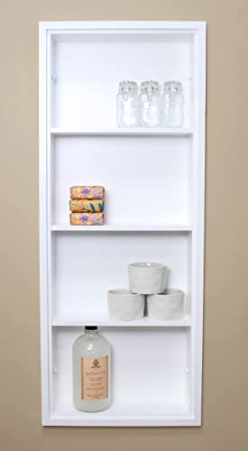 14x36 Sloane Recessed Wall Niche Medicine Cabinet Replacement, in The Wall Bathroom Cabinet Insert Shelf/Shelves, Made in North America, Real Wood, NO MDF, Plain, White - color: White, size: 14x36