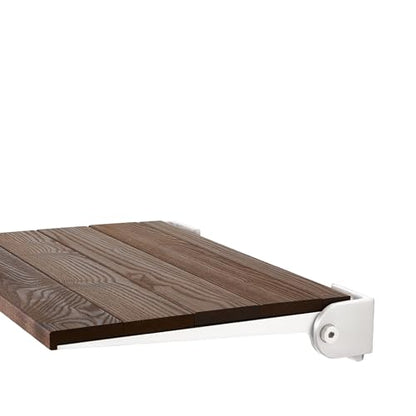 Seachrome 18 inch Silhouette Slimline Folding Wall Mount Shower Bench Seat, Natural Ash Wood Thermacor Seat with White Frame - color: Walnut Ash Wood With White Frame