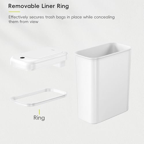 EKO Automatic Bathroom Trash Can with Lid, 2.6 Gallon Slim Touchless Garbage Can, Waterproof Motion Sensor Trash Bin for Bathroom, Office, Kitchen, White - size: Morandi 10L-Oat White