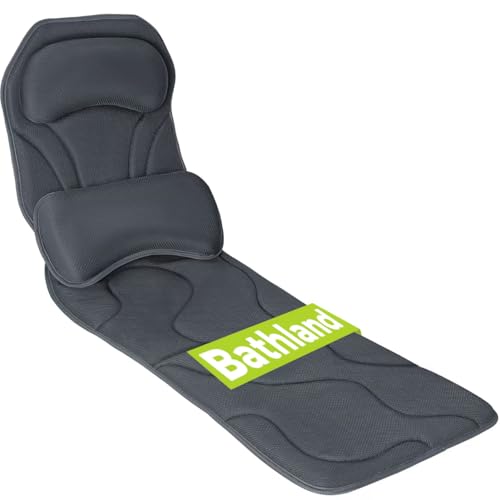 Full Body Bath Pillow for Tub - Extra Long & Thick Tub Pillow | Head, Back & Lumbar Support, 168 Non-Slip Suction Cups, Soft 5D Mesh Spa Cushion, Fits All Tubs-Gift for Soaking(Gray) - color: Grey