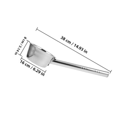 Stainless Steel Water Ladle with Long Handle, Bath Rinse Cup and Soup Dipper, Flat Bottom Kitchen Scoop for Household and Bathroom Use, 25x16 Cm