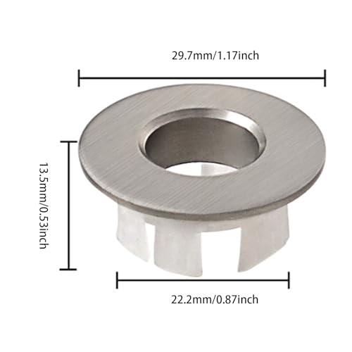 4 PCS Sink Basin Trim Overflow Cover, Brass Insert in Hole Round Caps for Bathroom or Kitchen Sink Brushed Nickel
