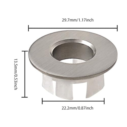 4 PCS Sink Basin Trim Overflow Cover, Brass Insert in Hole Round Caps for Bathroom or Kitchen Sink Brushed Nickel