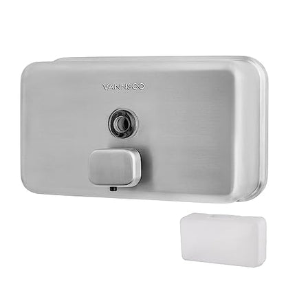 Wall Mounted Commercial Soap Dispenser Bathroom, Horizontal Brushed | 1100ml 37oz Stainless Steel Liquid Hand Sanitizer Dispenser - color: Horizontal Brushed