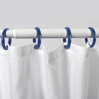 Navy Blue Shower Curtain Hooks - 12 Pcs Circular Plastic Shower Curtain Rings for Bathroom - O Shaped Dark Blue Shower Hooks Rings for Shower Curtain Rod - color: Navy Blue