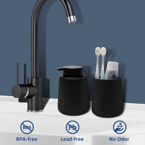 Soap Dispenser Ceramic with Easy-to-Press Pump Hand Lotion Liquid Dispenser for Shampoo Bathroom Kitchen 12 oz Black - color: Black
