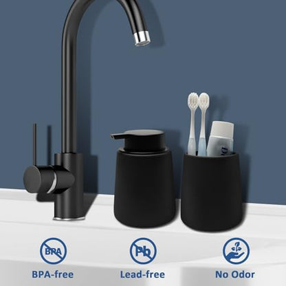 Soap Dispenser Ceramic with Easy-to-Press Pump Hand Lotion Liquid Dispenser for Shampoo Bathroom Kitchen 12 oz Black - color: Black
