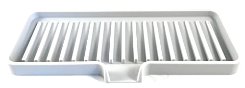 Silicone Soap Dish Tray and Sponge Holder with Drain Chute, Rectangular, Kitchen and Bathroom Sink Organizer (Light Grey, 9"x3.5") - color: Light Grey, size: (MD) 9"x3.5"