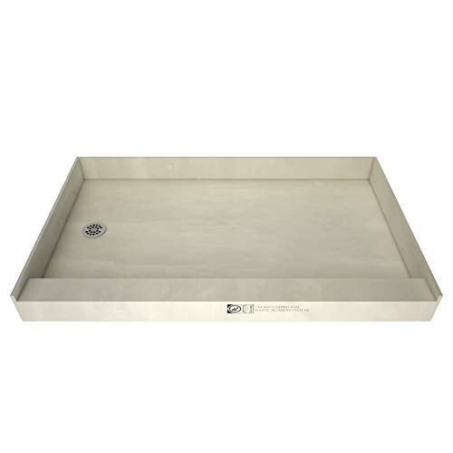 Tile Redi 3260LSPVC-13-2-4 Shower Pan with Left Drain- Single Curb Shower Base, 2" PVC Drain, and Plate Included, 60" Width x 32" Depth - size: 60" W x 32" D, style: Left Round Drain Plate 13" from Back