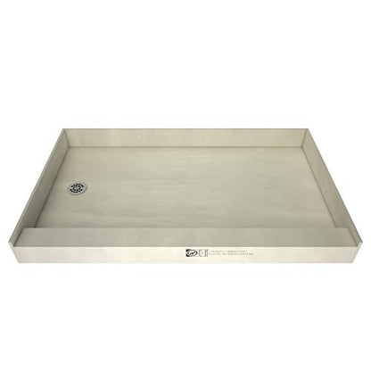 Tile Redi 3260LSPVC-13-2-4 Shower Pan with Left Drain- Single Curb Shower Base, 2" PVC Drain, and Plate Included, 60" Width x 32" Depth - size: 60" W x 32" D, style: Left Round Drain Plate 13" from Back