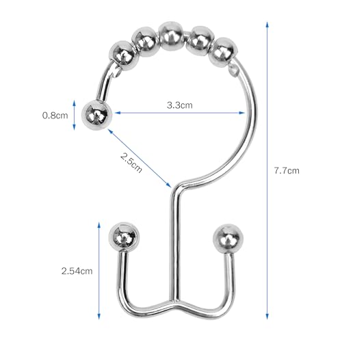 24er Pack Shower Curtain Hooks Rings, Rust Resistant Metal Double Glide Shower Hooks Rings for Bathroom Shower Rods Curtains, Stainless Steel Curtain Hooks (Chrome) - color: Chrome