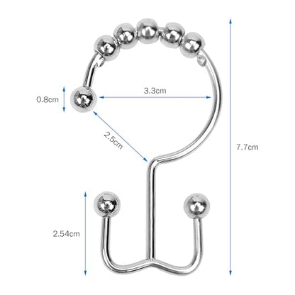 24er Pack Shower Curtain Hooks Rings, Rust Resistant Metal Double Glide Shower Hooks Rings for Bathroom Shower Rods Curtains, Stainless Steel Curtain Hooks (Chrome) - color: Chrome