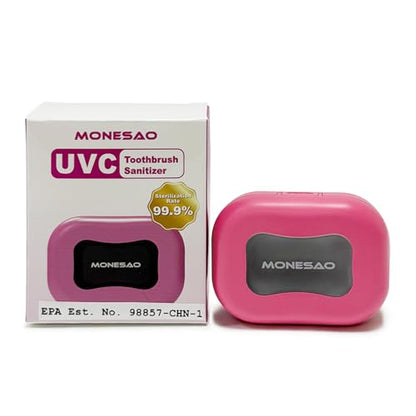 MONESAO Toothbrush Sanitizer Covers, Toothbrush Case with Violet Light | Rechargeable Cleaner Case - Auto Home Travel Tooth Brush Cap Box for Any Electric and Manual Toothbrushes (Pink) - color: Pink