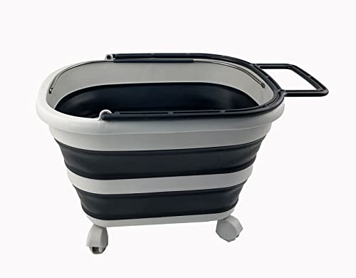SAMMART 17L (4.5 Gallons) Collapsible Plastic Laundry Basket with Handle & Wheels-Foldable Pop Up Storage Container/Organizer with wheels-Portable Washing Tub-Space Saving (Grey/Slate Grey) - color: Grey/Slate Grey