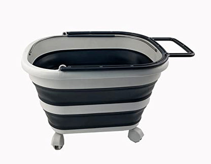 SAMMART 17L (4.5 Gallons) Collapsible Plastic Laundry Basket with Handle & Wheels-Foldable Pop Up Storage Container/Organizer with wheels-Portable Washing Tub-Space Saving (Grey/Slate Grey) - color: Grey/Slate Grey